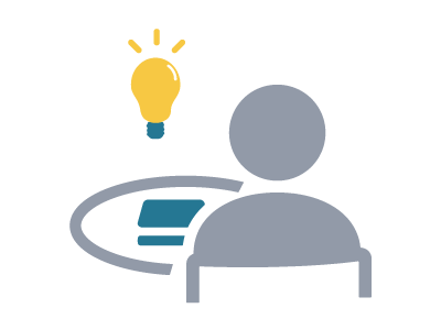 Icon Student at Table with Lightbulb above their head