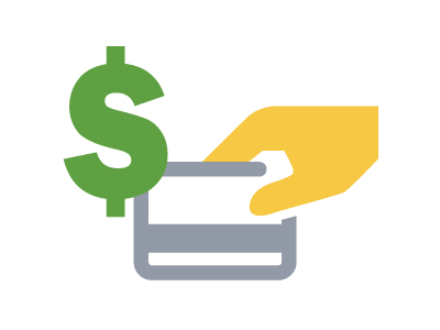 Icon showing hand holding credit card